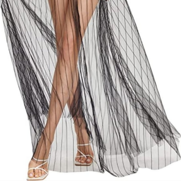 NWT Sheer Black Mesh High Waisted Beach Coverup Lingerie Maxi Floor Length Skirt - Picture 3 of 9